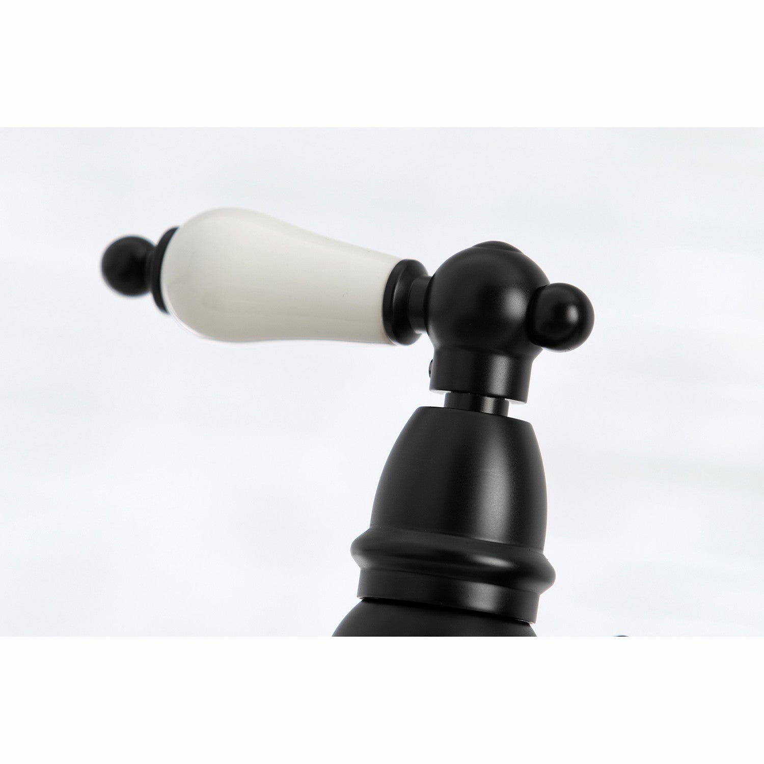 Kingston Heirloom KS3270PLBS - Restoration Two-Handle 4-Hole Deck Mount Bridge Kitchen Faucet with Brass Sprayer, Matte Black — thumbnail 2